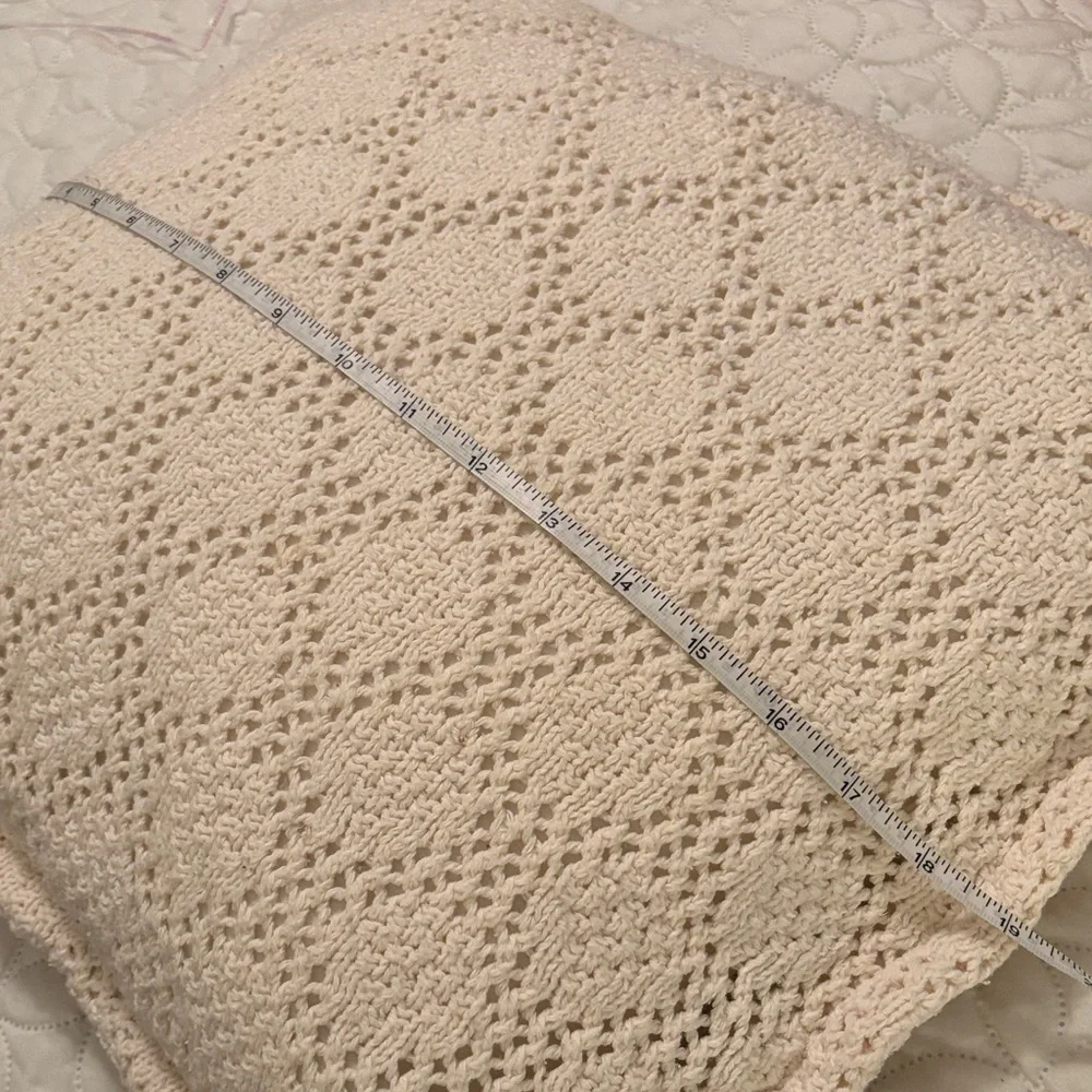 Floppy Comfy Cream Cotton Crocheted Accent Pillow